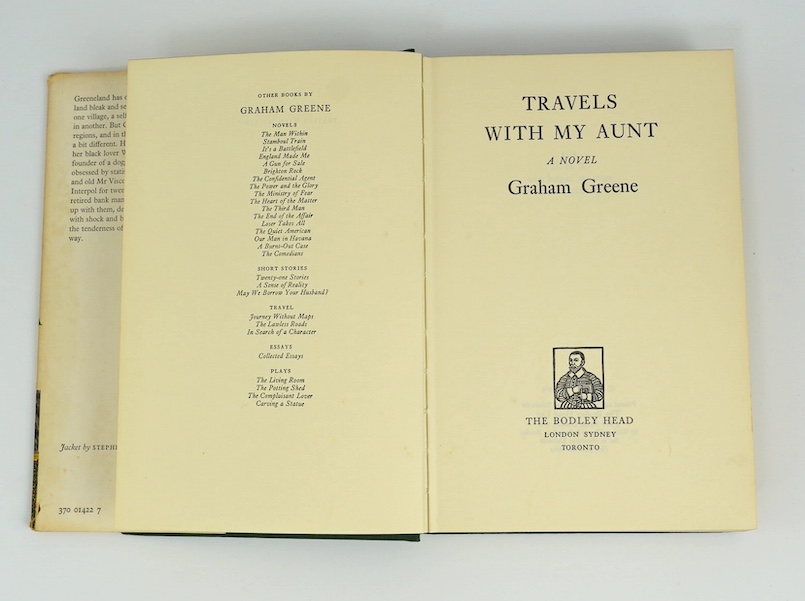 Greene, Graham - The Heart of the Matter, 1948. The Lost Childhood, 1951. Travels with my Aunt, 1969. The Honorary Consul, 1973, all 1st editions (4)
